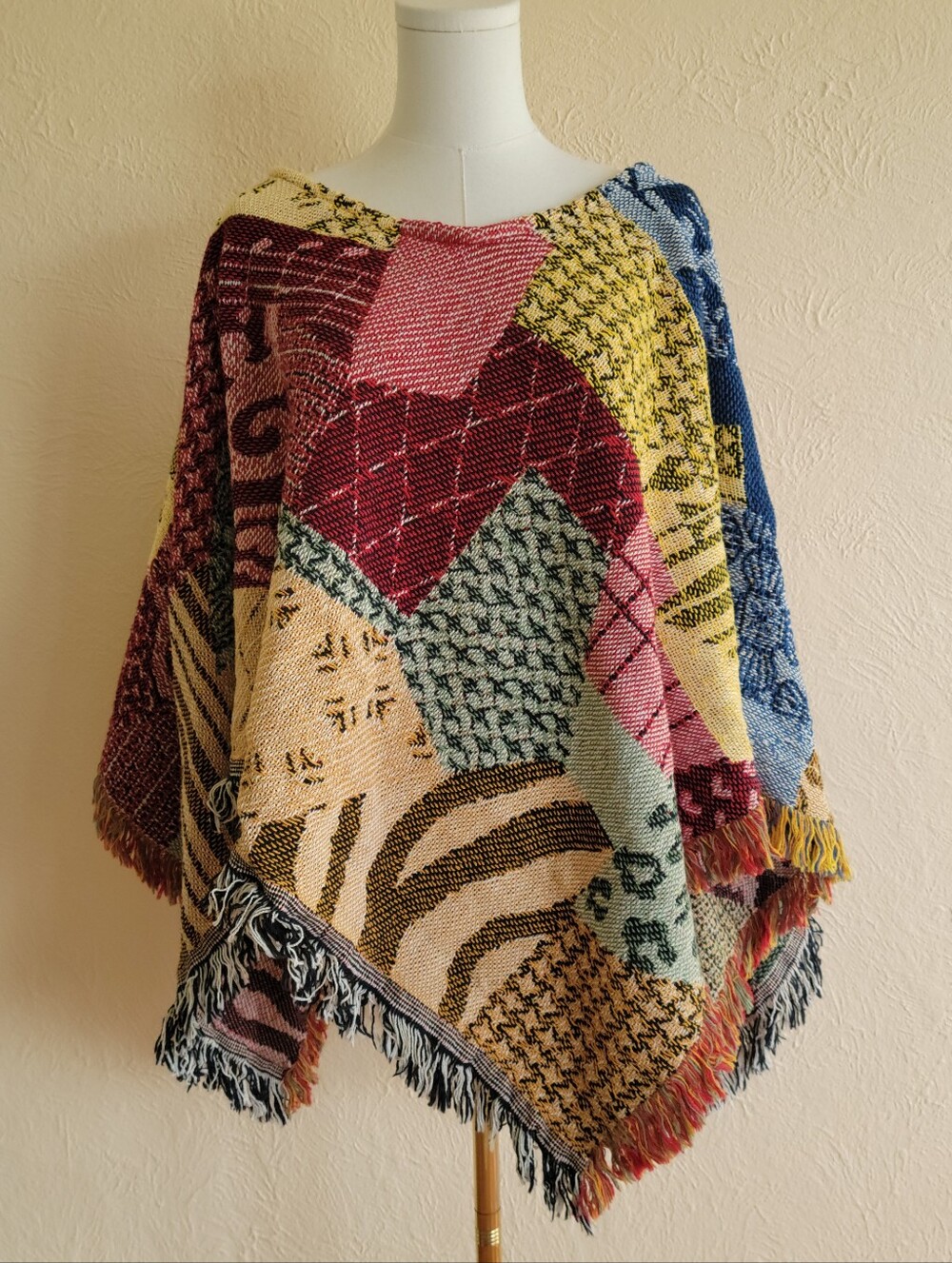 Woven Tapestry Blanket Poncho
